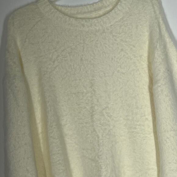Long Soft Sweater Womens Small Cream Ivory Cozy Modest Tunic Pullover Fuzzy - Picture 2 of 7